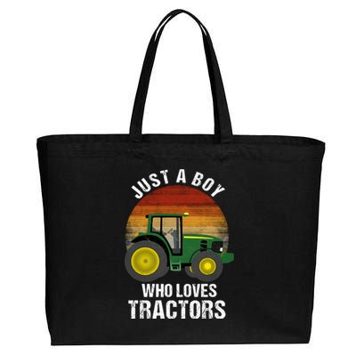 Just A Boy Who Loves Tractors Cotton Canvas Jumbo Tote