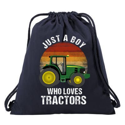 Just A Boy Who Loves Tractors Drawstring Bag