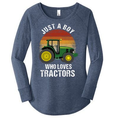 Just A Boy Who Loves Tractors Women's Perfect Tri Tunic Long Sleeve Shirt