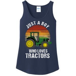 Just A Boy Who Loves Tractors Ladies Essential Tank