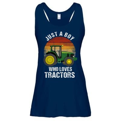 Just A Boy Who Loves Tractors Ladies Essential Flowy Tank