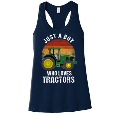 Just A Boy Who Loves Tractors Women's Racerback Tank