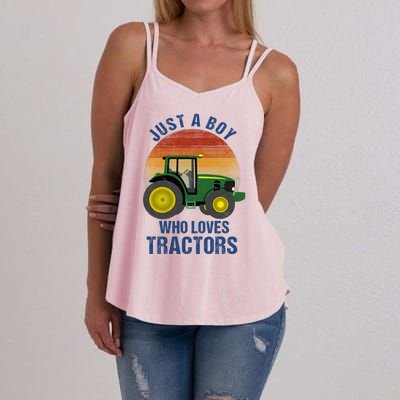 Just A Boy Who Loves Tractors Women's Strappy Tank