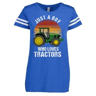 Just A Boy Who Loves Tractors Enza Ladies Jersey Football T-Shirt