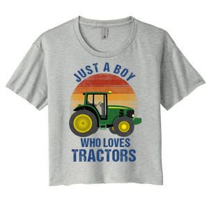 Just A Boy Who Loves Tractors Women's Crop Top Tee