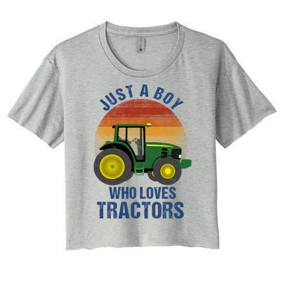 Just A Boy Who Loves Tractors Women's Crop Top Tee