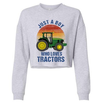 Just A Boy Who Loves Tractors Cropped Pullover Crew