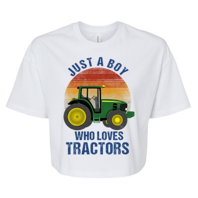 Just A Boy Who Loves Tractors Bella+Canvas Jersey Crop Tee