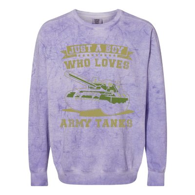 Just A Boy Who Loves Army Tanks Military WW2 Tanks Colorblast Crewneck Sweatshirt