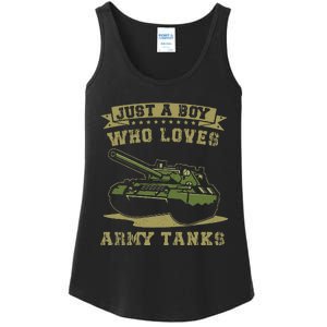 Just A Boy Who Loves Army Tanks Military WW2 Tanks Ladies Essential Tank