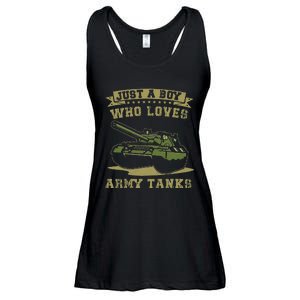 Just A Boy Who Loves Army Tanks Military WW2 Tanks Ladies Essential Flowy Tank