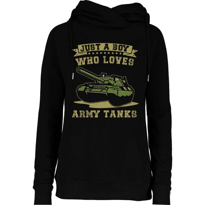 Just A Boy Who Loves Army Tanks Military WW2 Tanks Womens Funnel Neck Pullover Hood