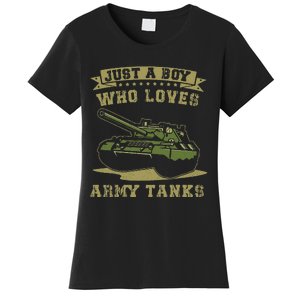 Just A Boy Who Loves Army Tanks Military WW2 Tanks Women's T-Shirt