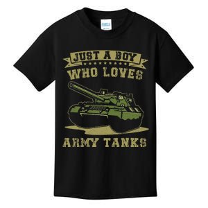 Just A Boy Who Loves Army Tanks Military WW2 Tanks Kids T-Shirt