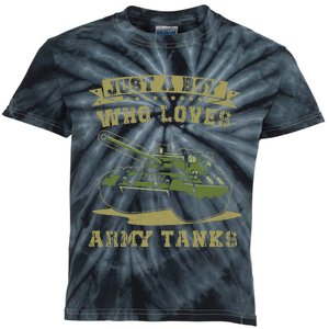 Just A Boy Who Loves Army Tanks Military WW2 Tanks Kids Tie-Dye T-Shirt