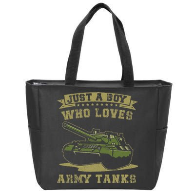 Just A Boy Who Loves Army Tanks Military WW2 Tanks Zip Tote Bag