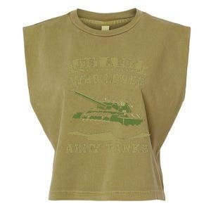 Just A Boy Who Loves Army Tanks Military WW2 Tanks Garment-Dyed Women's Muscle Tee