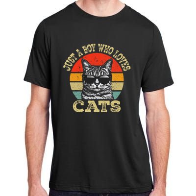 Just A Boy Who Loves Cats Boy Cat Lover Adult ChromaSoft Performance T-Shirt