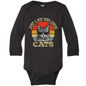 Just A Boy Who Loves Cats Boy Cat Lover Baby Long Sleeve Bodysuit