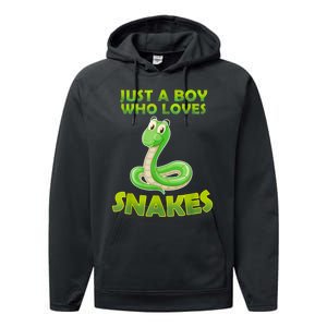 Just A Boy Who Loves Snakes Snake Lover Gift Performance Fleece Hoodie