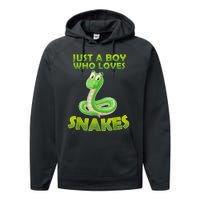 Just A Boy Who Loves Snakes Snake Lover Gift Performance Fleece Hoodie