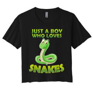 Just A Boy Who Loves Snakes Snake Lover Gift Women's Crop Top Tee