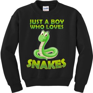 Just A Boy Who Loves Snakes Snake Lover Gift Kids Sweatshirt