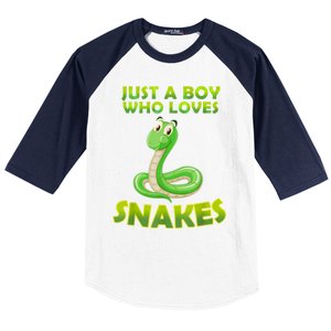 Just A Boy Who Loves Snakes Snake Lover Gift Baseball Sleeve Shirt