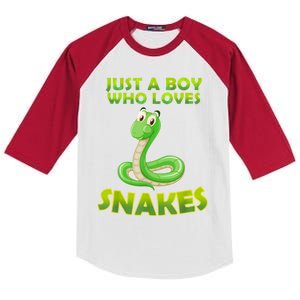 Just A Boy Who Loves Snakes Snake Lover Gift Kids Colorblock Raglan Jersey