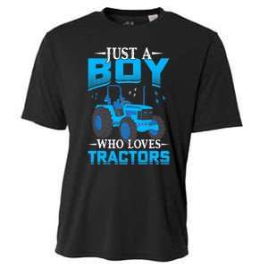 Just A Boy Who Loves Tractors Farm Boy Cooling Performance Crew T-Shirt