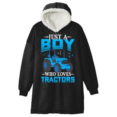Just A Boy Who Loves Tractors Farm Boy Hooded Wearable Blanket