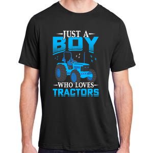 Just A Boy Who Loves Tractors Farm Boy Adult ChromaSoft Performance T-Shirt