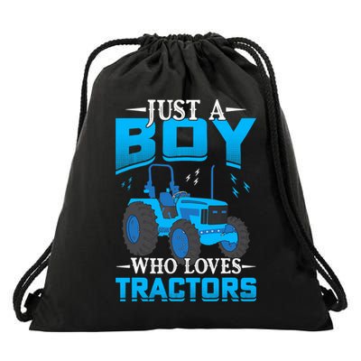 Just A Boy Who Loves Tractors Farm Boy Drawstring Bag