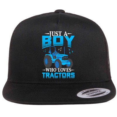 Just A Boy Who Loves Tractors Farm Boy Flatbill Hat