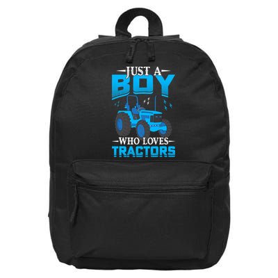 Just A Boy Who Loves Tractors Farm Boy 16 in Basic Backpack