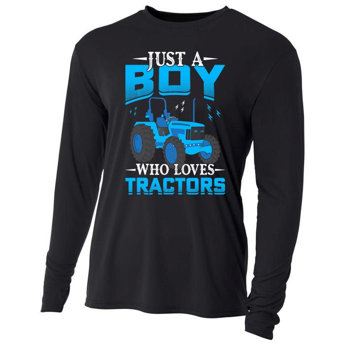 Just A Boy Who Loves Tractors Farm Boy Cooling Performance Long Sleeve Crew