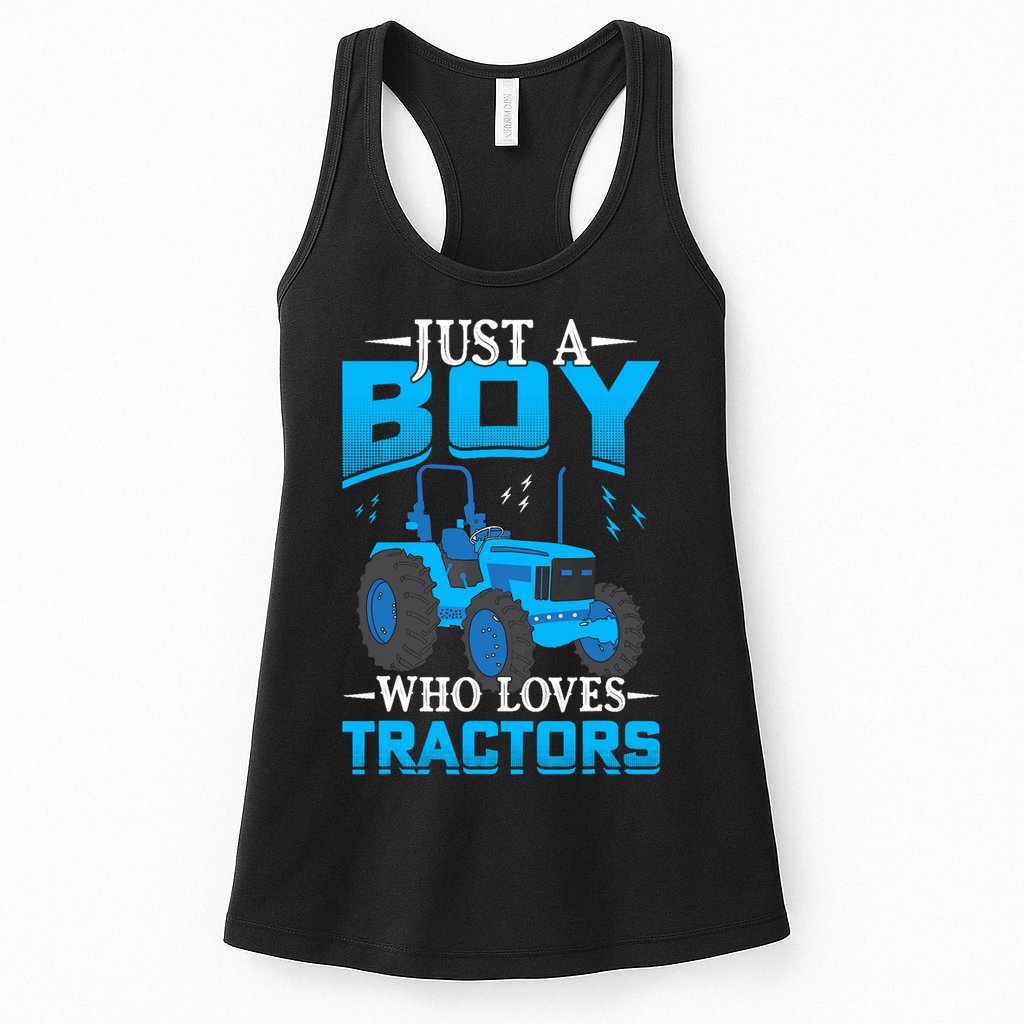 Just A Boy Who Loves Tractors Farm Boy Womens Tank Top