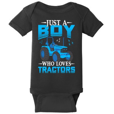 Just A Boy Who Loves Tractors Farm Boy Baby Bodysuit