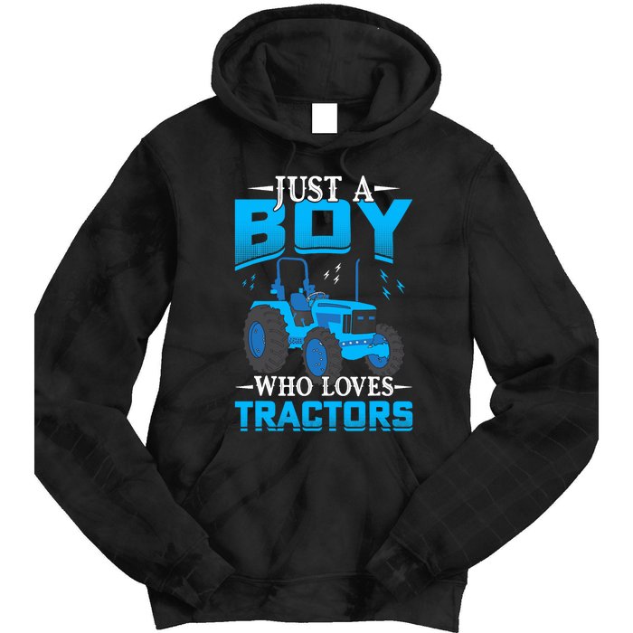 Just A Boy Who Loves Tractors Farm Boy Tie Dye Hoodie