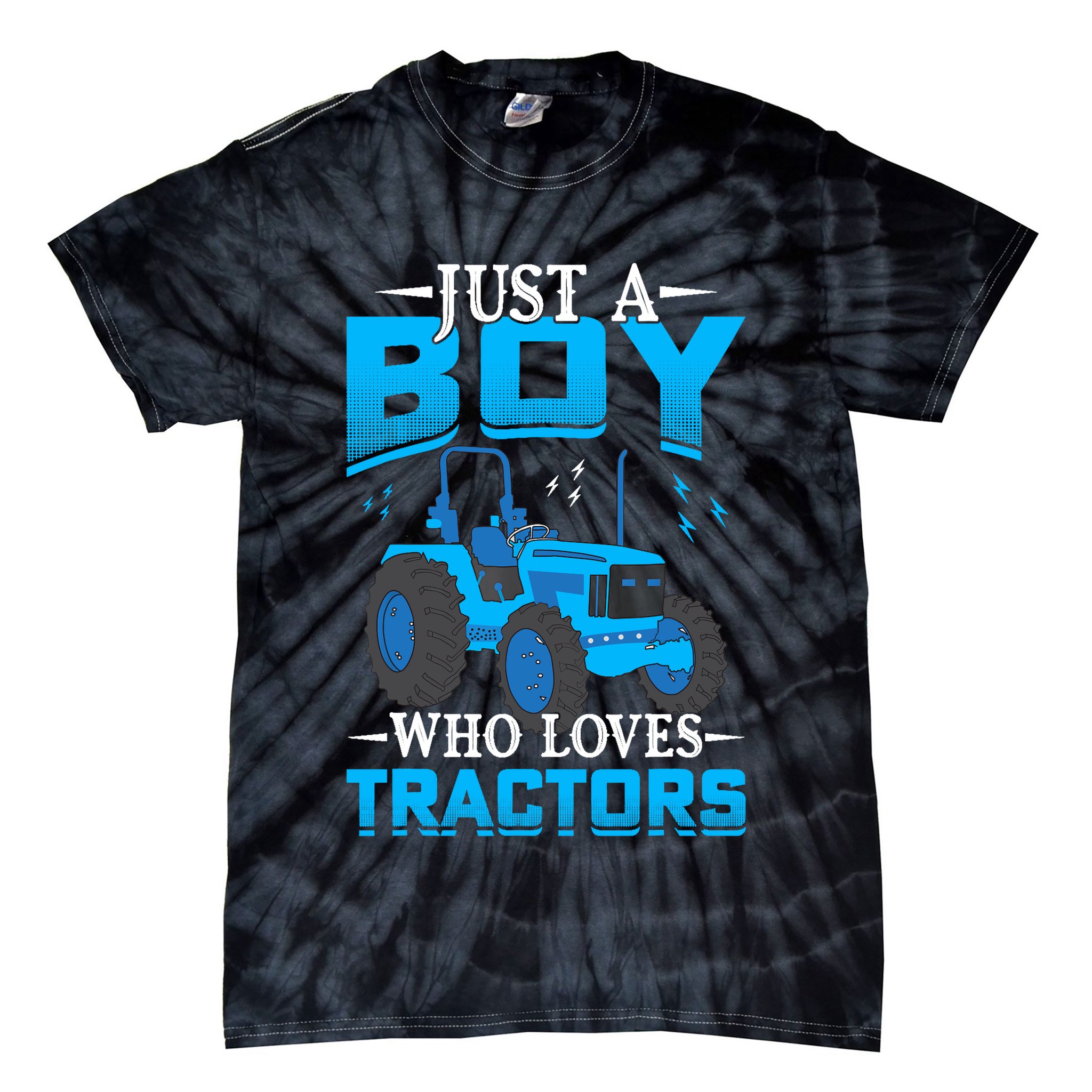 Just A Boy Who Loves Tractors Farm Boy Tie-Dye T-Shirt