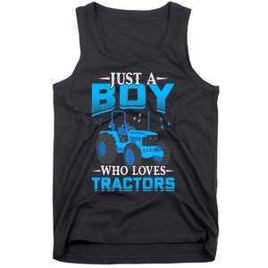 Just A Boy Who Loves Tractors Farm Boy Tank Top