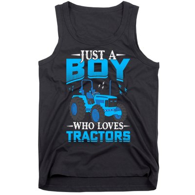 Just A Boy Who Loves Tractors Farm Boy Tank Top