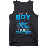 Just A Boy Who Loves Tractors Farm Boy Tank Top