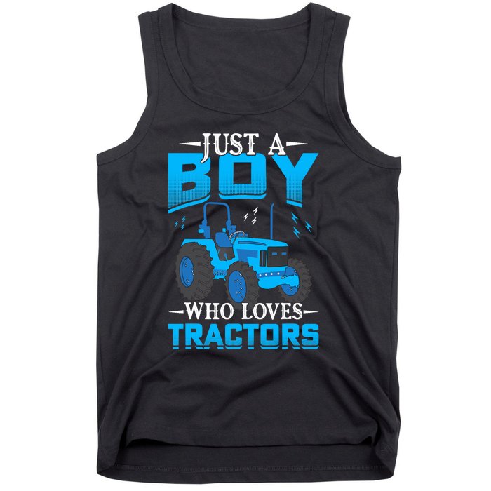 Just A Boy Who Loves Tractors Farm Boy Tank Top