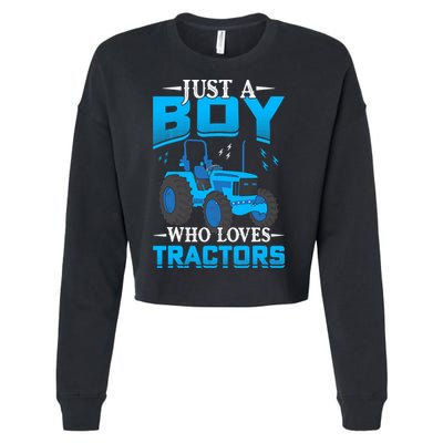 Just A Boy Who Loves Tractors Farm Boy Cropped Pullover Crew