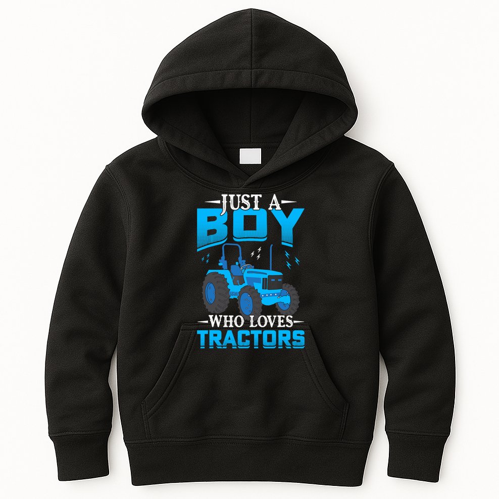 Just A Boy Who Loves Tractors Farm Boy Kids Hoodie