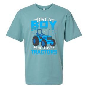 Just A Boy Who Loves Tractors Farm Boy Sueded Cloud Jersey T-Shirt