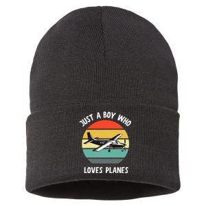 Just A Boy Who Loves Airplanes Sustainable Knit Beanie