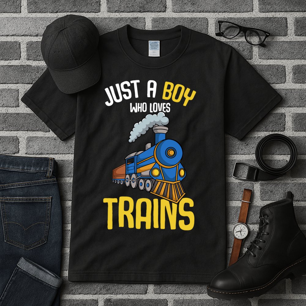 Just A Boy Who Loves Trains Locomotive Train Tall T-Shirt