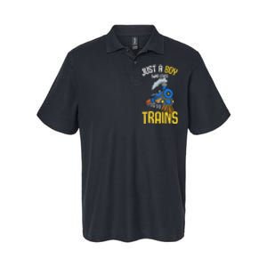 Just A Boy Who Loves Trains Locomotive Train Softstyle Adult Sport Polo